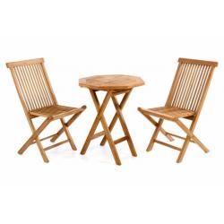 Dřevěný nábytek na balkon - menší set stůl + 2 skládací židle, teakové dřevo