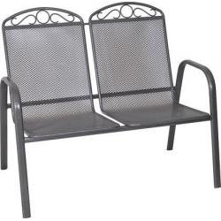 Zahradní kovová lavice z tahokovu pro 2 osoby, černá, 107 cm