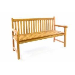 Dřevěná teaková lavice na zahradu / terasu, s opěradlem a područkami, 150 cm
