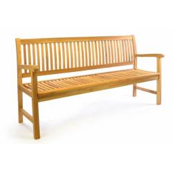 Větší zahradní lavice masivní- teakové dřevo, s opěradlem a područkami, 180 cm