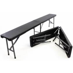 2 ks přenosná skládací lavička venkovní, ratanový design, černá, 180 cm