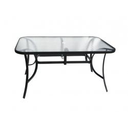 Kovový zahradní stůl se skleněnou deskou obdélníkový, 150x90 cm