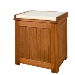 Menší zahradní úložný box s možností sezení- na balkon / terasu, teakové dřevo, 43x55x62cm