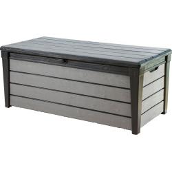 Plastový box na zahradu na polstry a nářadí, na sezení, antracit+šedá, 455 L, 145x70x60 cm