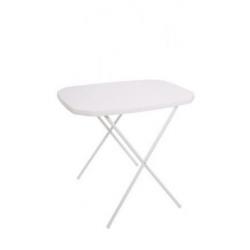 Malý skládací přenosný stolek bílý, hliník / plastová deska, 70x53 cm