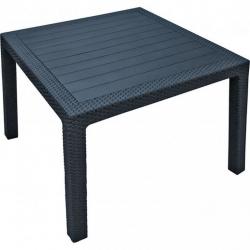 Plastový stůl čtvercový na zahradu / terasu, imitace ratanu, antracit, 95x95 cm