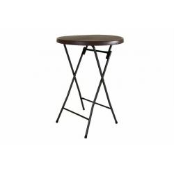 Vysoký párty stolek ke stání venkovní / vnitřní, ratanový vzhled, hnědý, výška 110 cm