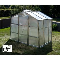 Malý polykarbonátový skleník s hliníkovou konstrukcí, 251x191 cm