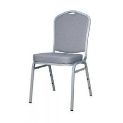 Stohovatelná konferenční židle kovová s textilním polstrováním, šedá
