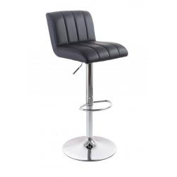 Designová barová stolička otočná s opěrkou, výškově stavitelná, černá / chrom