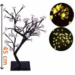 Dekorativní osvětlení do bytu- umělý strom se svítícími květy LED, do zásuvky, 45 cm
