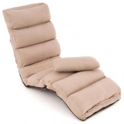 Nastavitelné relaxační křeslo / lehátko pro hosty, polstrované, khaki, 175x65 cm