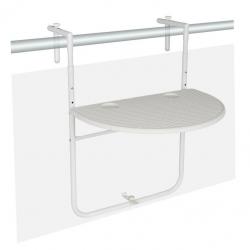 Malý balkonový stolek na zábradlí sklopný, natavitelná výška, bílý, 59,5x40 cm