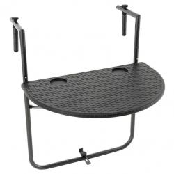 Malý stolek na zábradlí sklopný- na balkon / terasu, černý, 59,5x40 cm