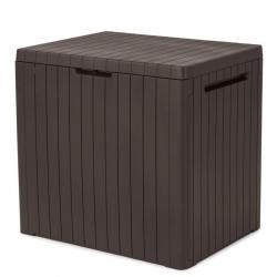 Menší úložný box na zahradu / terasu, plast, hnědý, 113 L, 55x58x44 cm