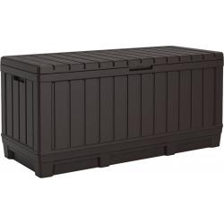 Masivní zahradní plastový box na uložení věcí / na sezení, tmavě hnědý, 350 L, 59x128x54 cm