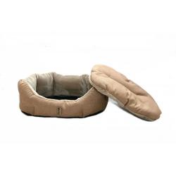 Kvalitní pohodlný pelíšek pro psa oválný hnědý s vyjímatelným polštářem, pratelný, 90x70 cm