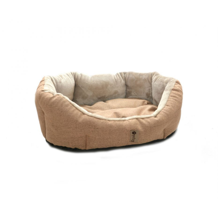 Kvalitní pohodlný pelíšek pro psa oválný hnědý s vyjímatelným polštářem, pratelný, 75x60 cm