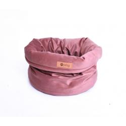 Kulatý pelíšek pro psa / kočku pratelný, sametová látka, růžový, 40x31 cm