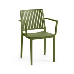 Pevná plastová jídelní židle zahradní / do restaurací / sálů, nosnost 150 kg, olivově zelená