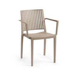 Pevná plastová jídelní židle zahradní / do restaurací / sálů, nosnost 150 kg, taupe (béžová)
