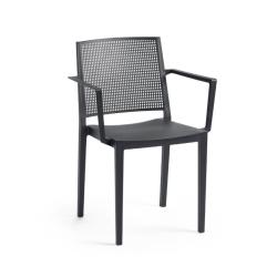 Moderní stohovatelná venkovní židle s područkami pevný plast do 150 kg, antracit (tmavě šedé)
