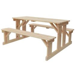 Dřevěný set stolu a lavic na venkovní (pivní set), přírodní nelakované dřevo, 180 cm